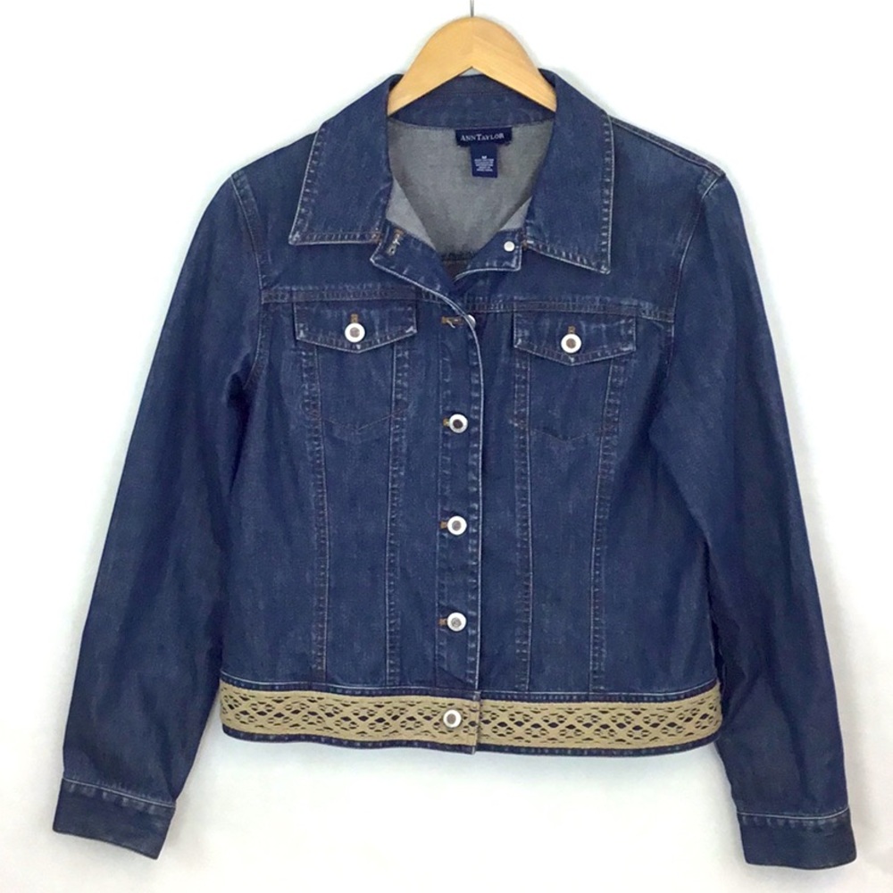 ANN TAYLOR Jean Jacket With Lace Trim